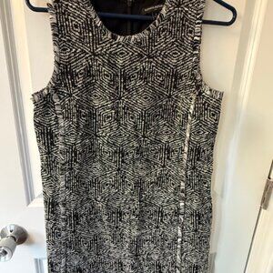 Banana Republic tweed fringe shift dress, black & white, size 4